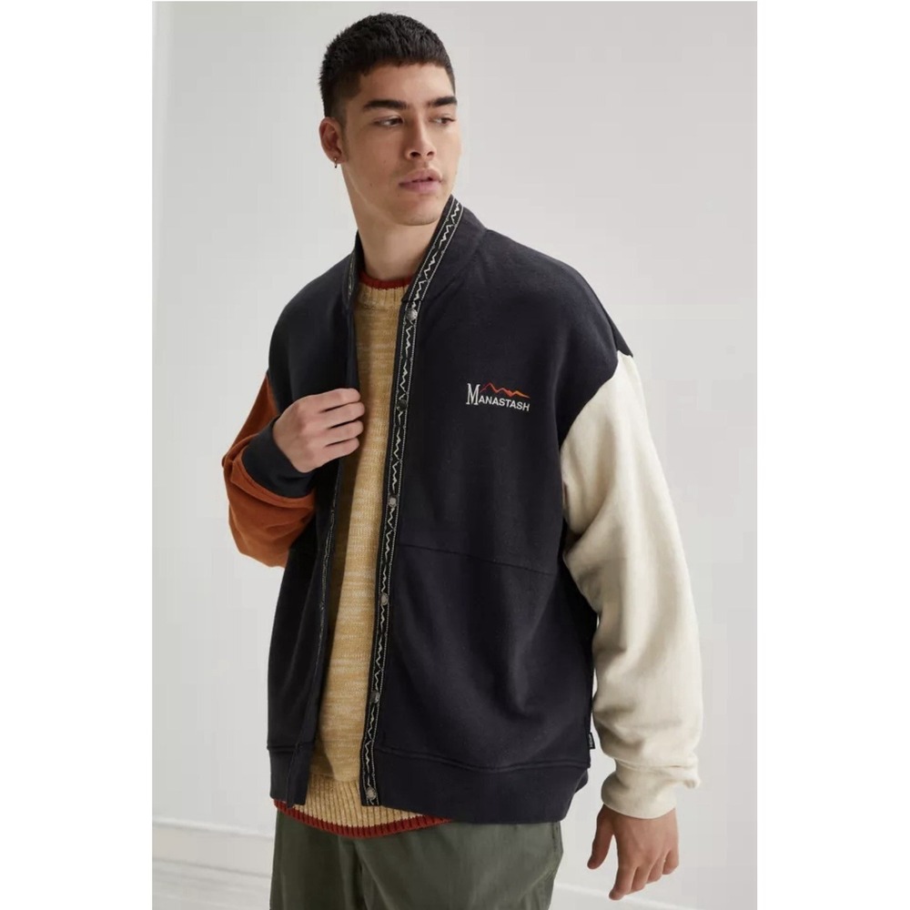 MANASTASH Cascade Jacket Panel Hemp French Terry Color Block Men's XL